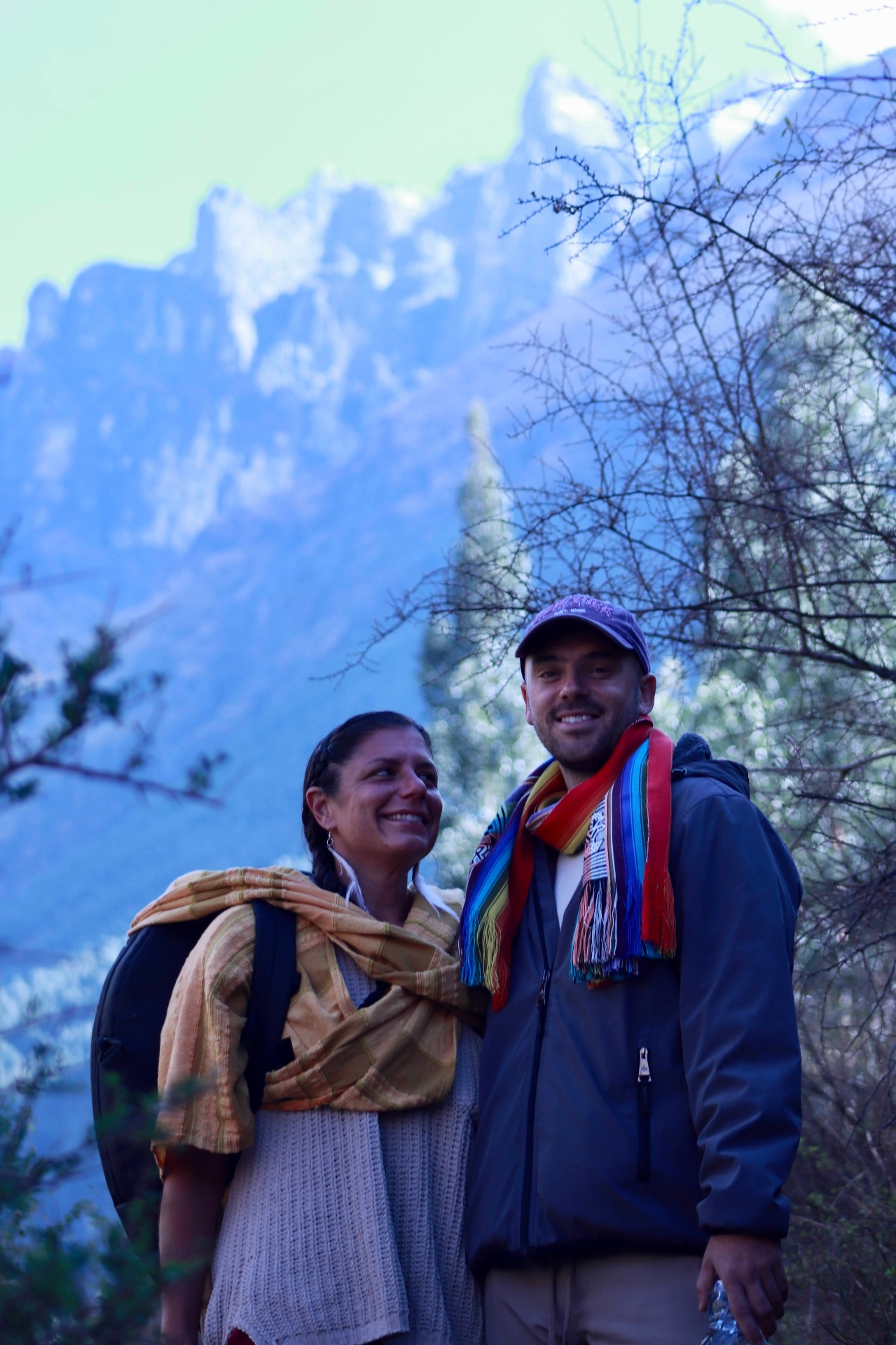 Gordon Rojo with his teacher Stephanie Moore in the Andes